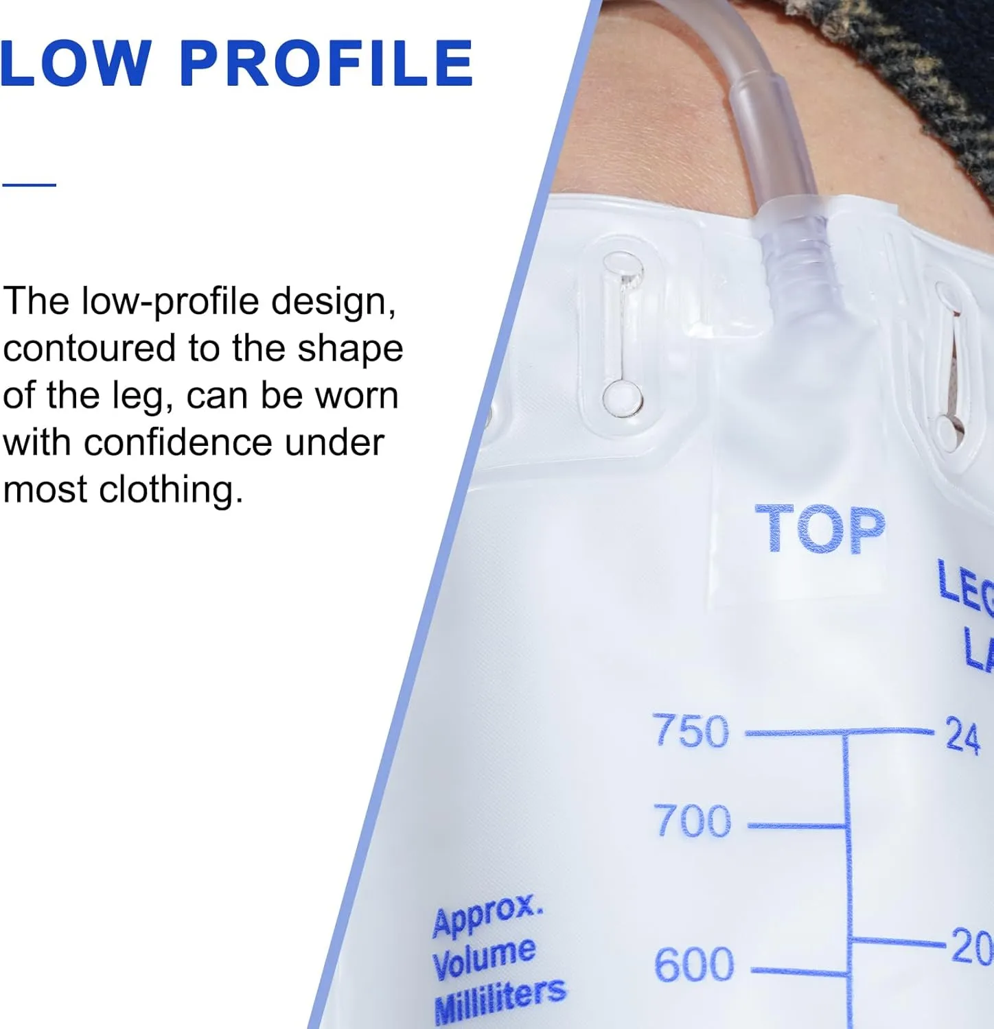 5 Pack Leg Urine Foley Drainage Bag, 750mL with Anti-Reflux Valve, 18" Tube Drainage and Adjustable Elastic Bands,Professional Urinary Bag for Home and Hospitals Health Aids