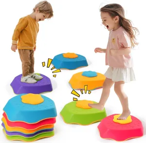5-Pack Stepping Stones for Kids with Sound Effects - Balance & Coordination Toys for Toddlers Ages 3 , Indoor/Outdoor Play with Interactive Sensory Feedback
