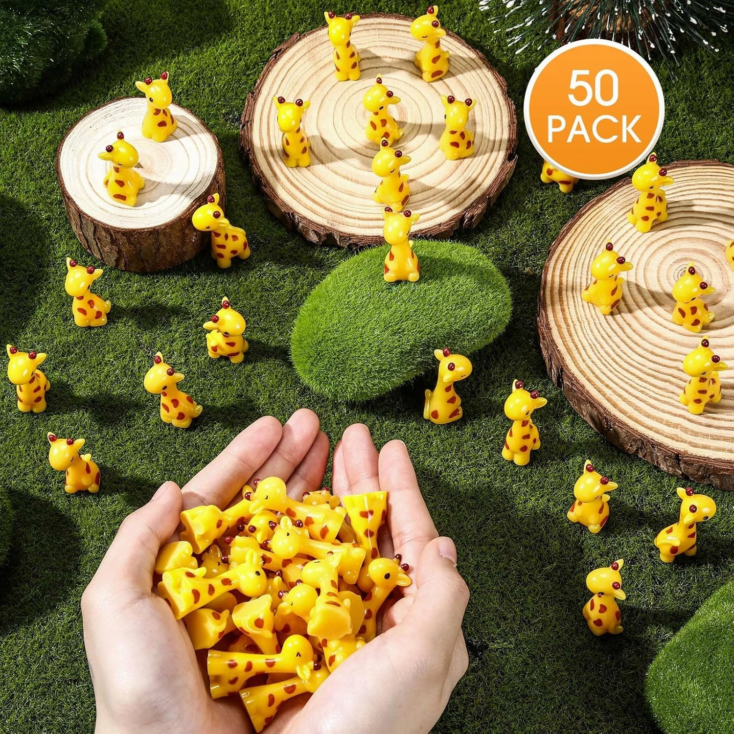50 Pcs Mini Resin Giraffe Tiny Giraffe Resin Ornaments for Garden Home Decoration Zoo Animal Micro Landscape Ornaments Kit Fairy Dollhouse Accessories (Cute)
