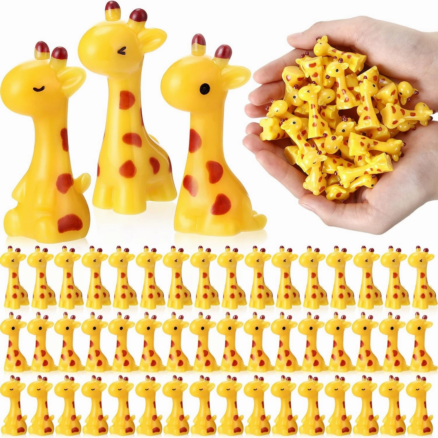 50 Pcs Mini Resin Giraffe Tiny Giraffe Resin Ornaments for Garden Home Decoration Zoo Animal Micro Landscape Ornaments Kit Fairy Dollhouse Accessories (Cute)