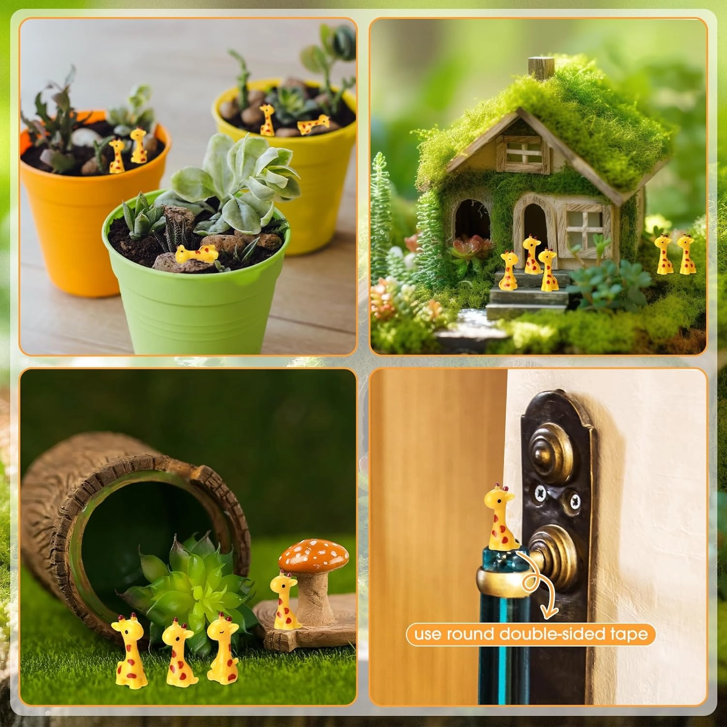 50 Pcs Mini Resin Giraffe Tiny Giraffe Resin Ornaments for Garden Home Decoration Zoo Animal Micro Landscape Ornaments Kit Fairy Dollhouse Accessories (Cute)