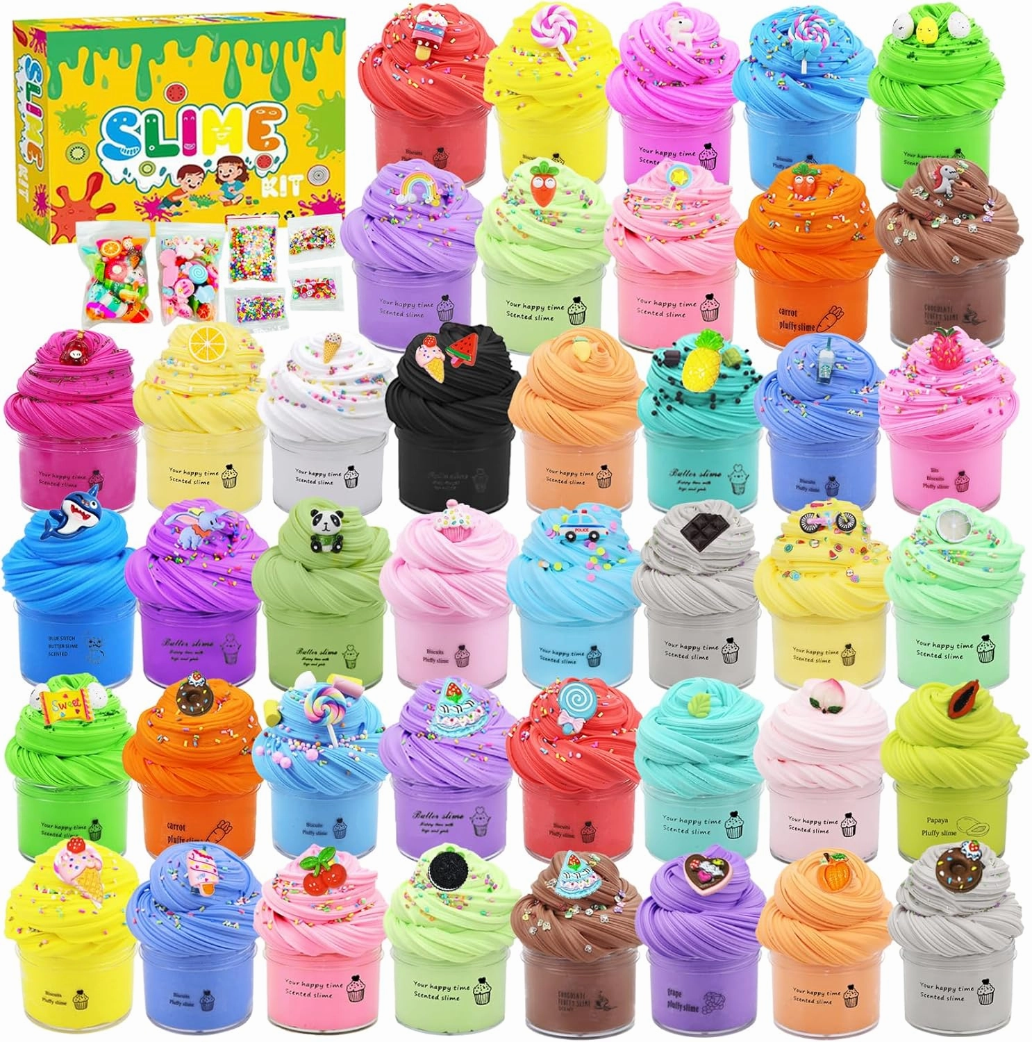 50Pcs Mini Butter Slime Kit, Scented Slime for Girls and Boys DIY, Classroom Prizes for Kids, Party Favors, Birthday Gifts, Soft & Non-Sticky Stress Relief Fidget Toys for Kids