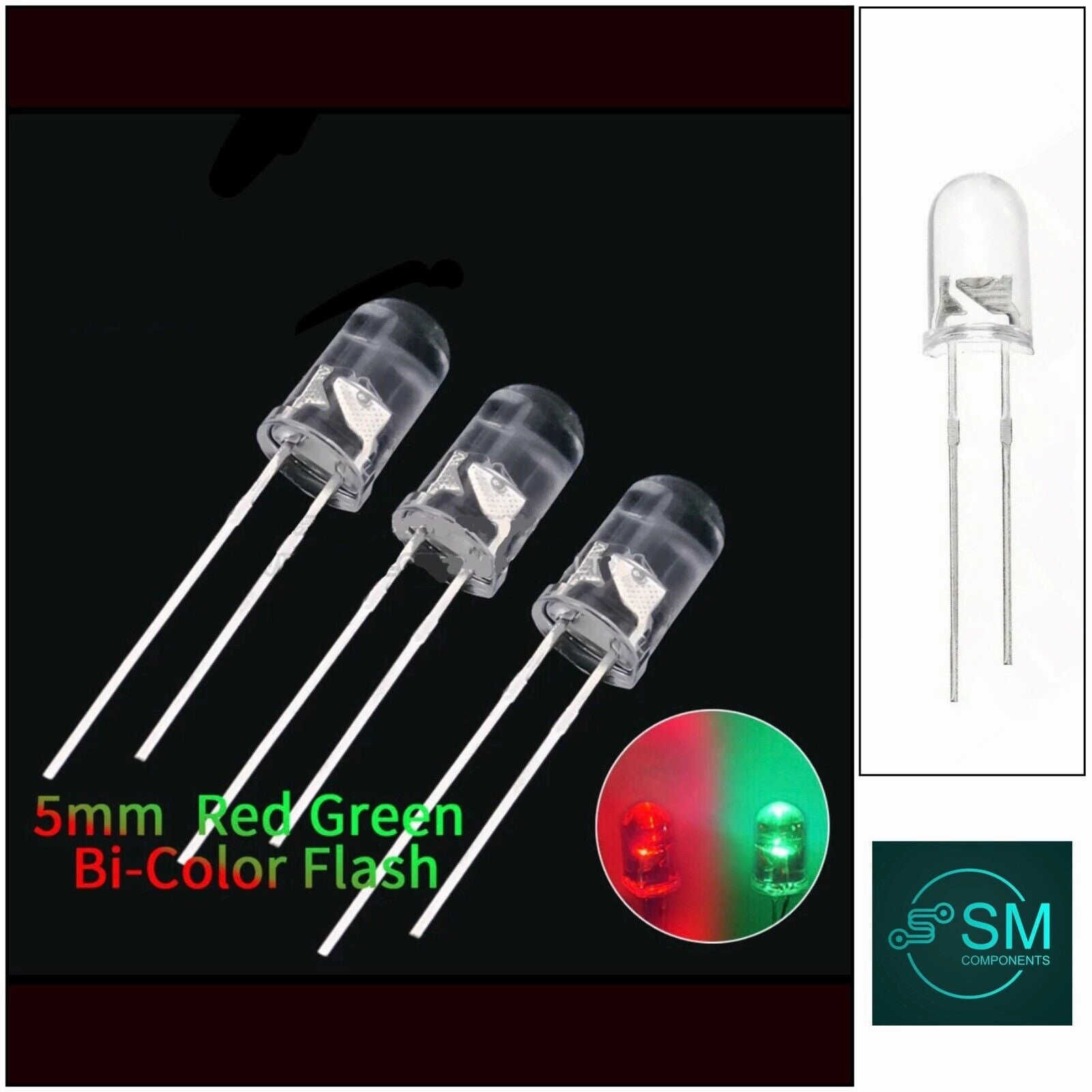 5MM Led Flashing Red Green 1.0Hz Diode Round 100pcs F5 Diodes Red-Green Flashing