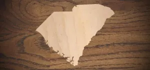 5" Wooden South Carolina State Cutout Laser Cut Wood SC Craft Supply 1/4" Thickness