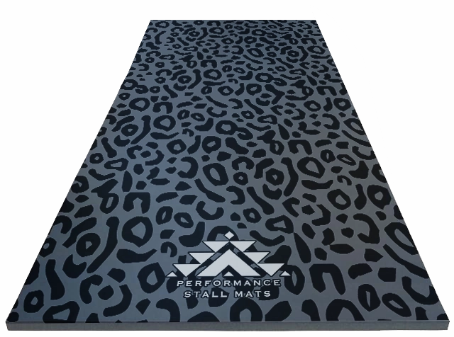 5X10 Black on Grey Leopard Stall Mat