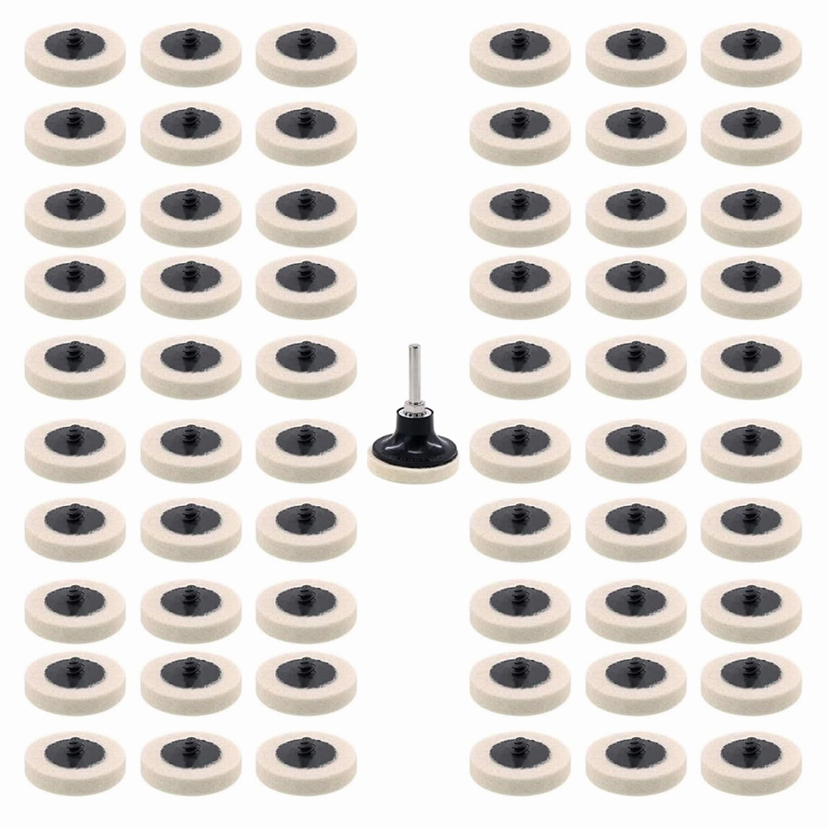60 Pcs 2" Commpressed Wool Fabric Qc Disc Polishing Buffing Pads Wheels with Disc Pad Holder for Polishing and Buffing Projects