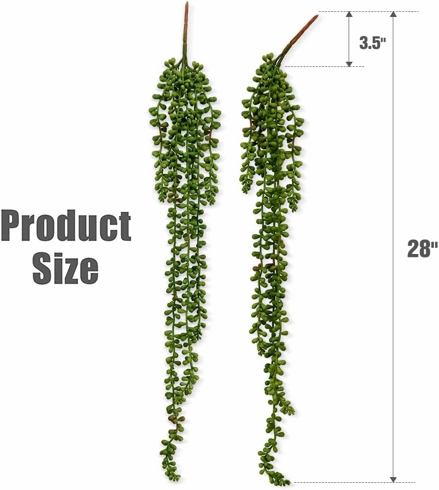 6 Pcs Artificial Succulents Hanging Plants, Fake String of Pearls Greenery Plants, Decoration for Wall, Home, Backdrop, Garden, Indoor and Outdoor