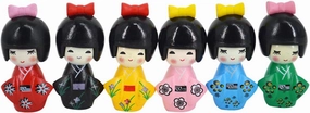 6 pcs Japanese Kimono Dolls Miniature Ornament Kit Fairy Garden Home Decoration Keychain Accessories