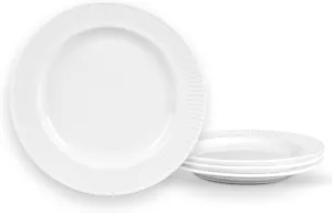 7 inch Dessert Petite Accent Plate Set of 4, Opal Glass Round Wide Rim White Salad Appetizer Plates for Kitchen, Dishwasher and Microwave Safe