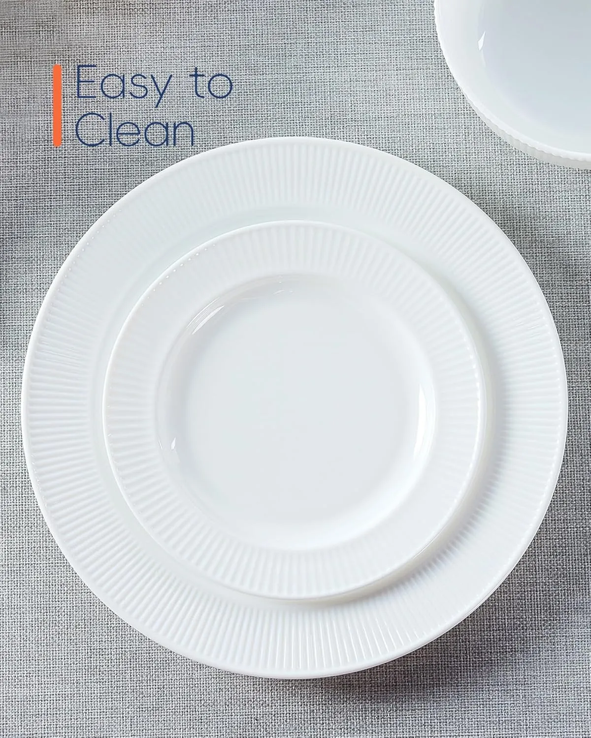 7 inch Dessert Petite Accent Plate Set of 4, Opal Glass Round Wide Rim White Salad Appetizer Plates for Kitchen, Dishwasher and Microwave Safe