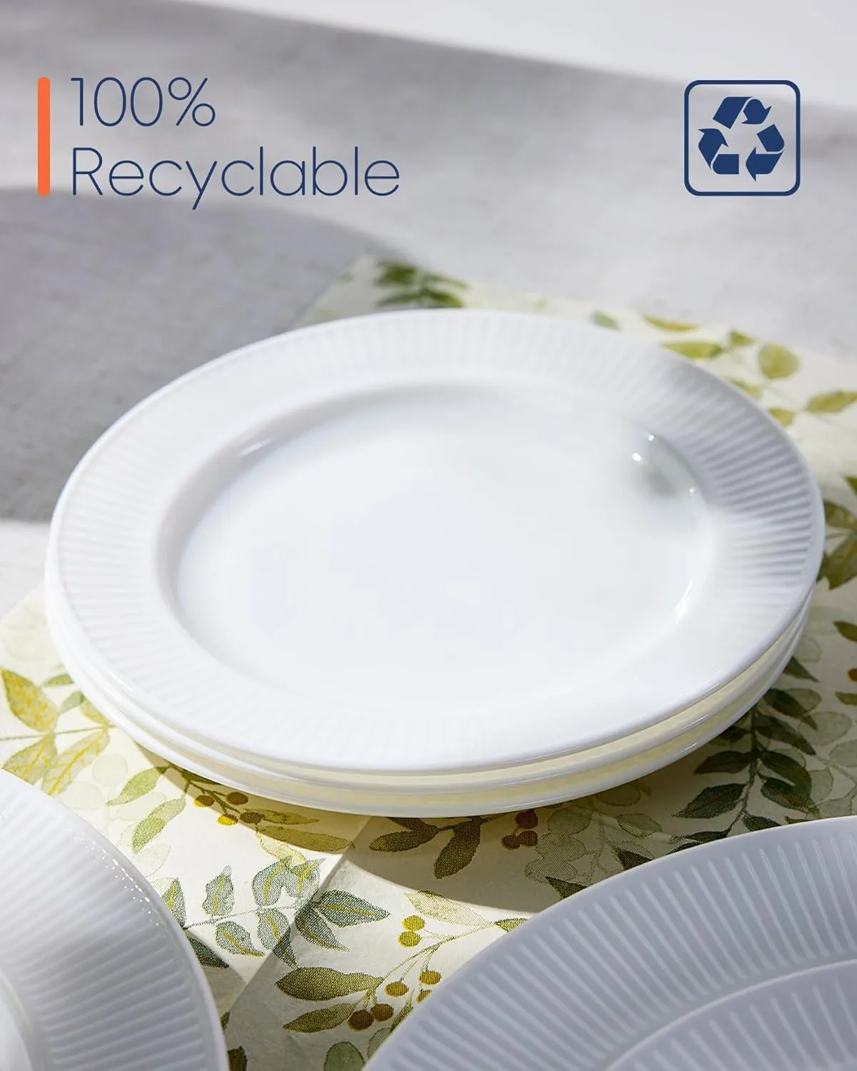 7 inch Dessert Petite Accent Plate Set of 4, Opal Glass Round Wide Rim White Salad Appetizer Plates for Kitchen, Dishwasher and Microwave Safe
