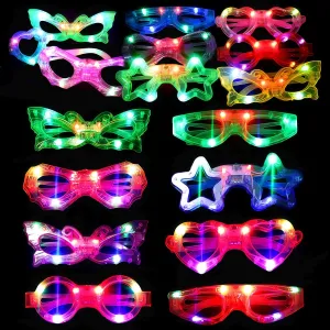 72 Packs LED Glasses for kids Glow in the dark Party Supplies Favor,6 LED 6 Shapes Glasses Flashing Plastic Light up Glass Toys Bulk 3 Replaceable Battery fit EASTER Graduation Party Supplies 2025