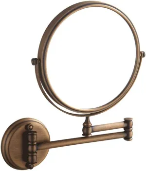 8-Inch Wall Mounted Makeup Mirror, 3X Magnification Two-Sided 360° Swivel Adjustable Height Extendable Bathroom Cosmetic Round Shape Vanity Mirror Chrome
