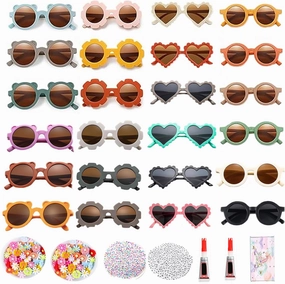 8/24 Pairs Kids Sunglasses DIY Kit Retro Flower Sunglasses Glasses Bulk Outdoor Eyewear for Toddler Girls Party Favor
