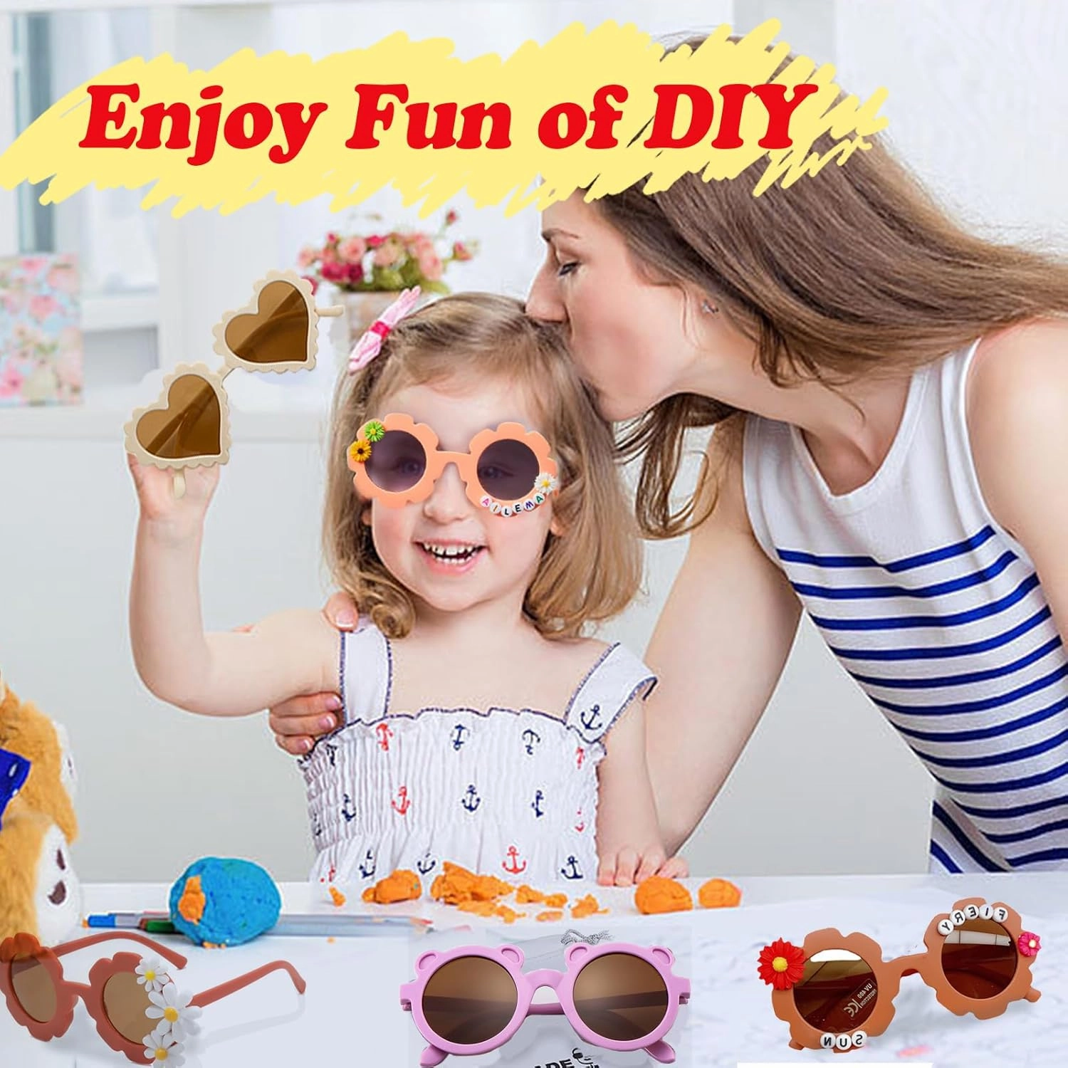 8/24 Pairs Kids Sunglasses DIY Kit Retro Flower Sunglasses Glasses Bulk Outdoor Eyewear for Toddler Girls Party Favor