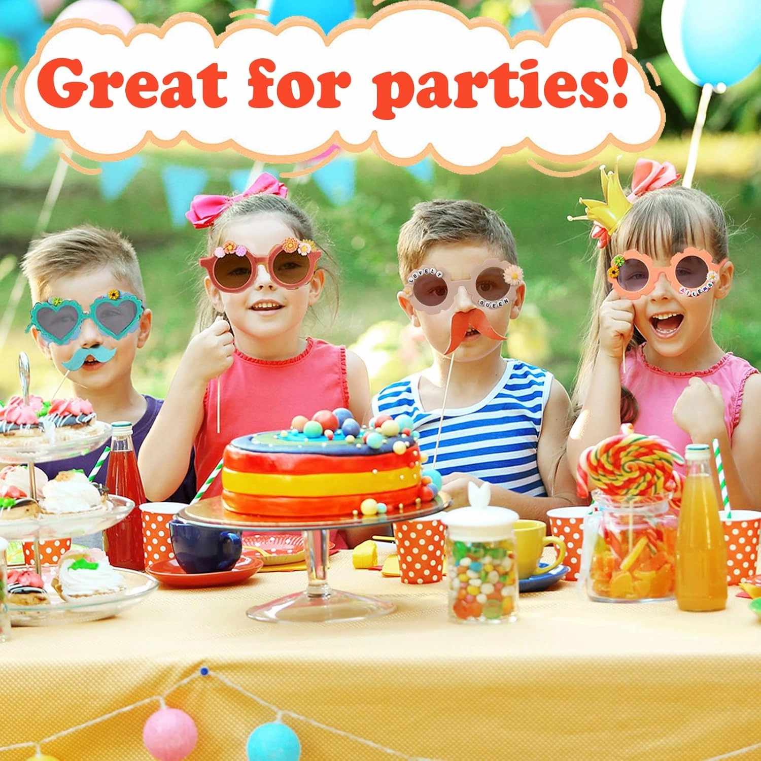 8/24 Pairs Kids Sunglasses DIY Kit Retro Flower Sunglasses Glasses Bulk Outdoor Eyewear for Toddler Girls Party Favor