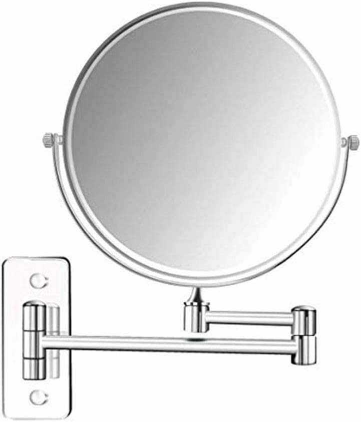 8-Inch Wall Mounted Makeup Mirror, 3X Magnification Two-Sided 360° Swivel Adjustable Height Cosmetic Extendable Bathroom Round Shape Vanity Mirror Chrome,6inchsquarebottom ( Color : 8inchsquarebottom