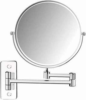 8-Inch Wall Mounted Makeup Mirror, 3X Magnification Two-Sided 360° Swivel Adjustable Height Cosmetic Extendable Bathroom Round Shape Vanity Mirror Chrome,6inchsquarebottom ( Color : 8inchsquarebottom