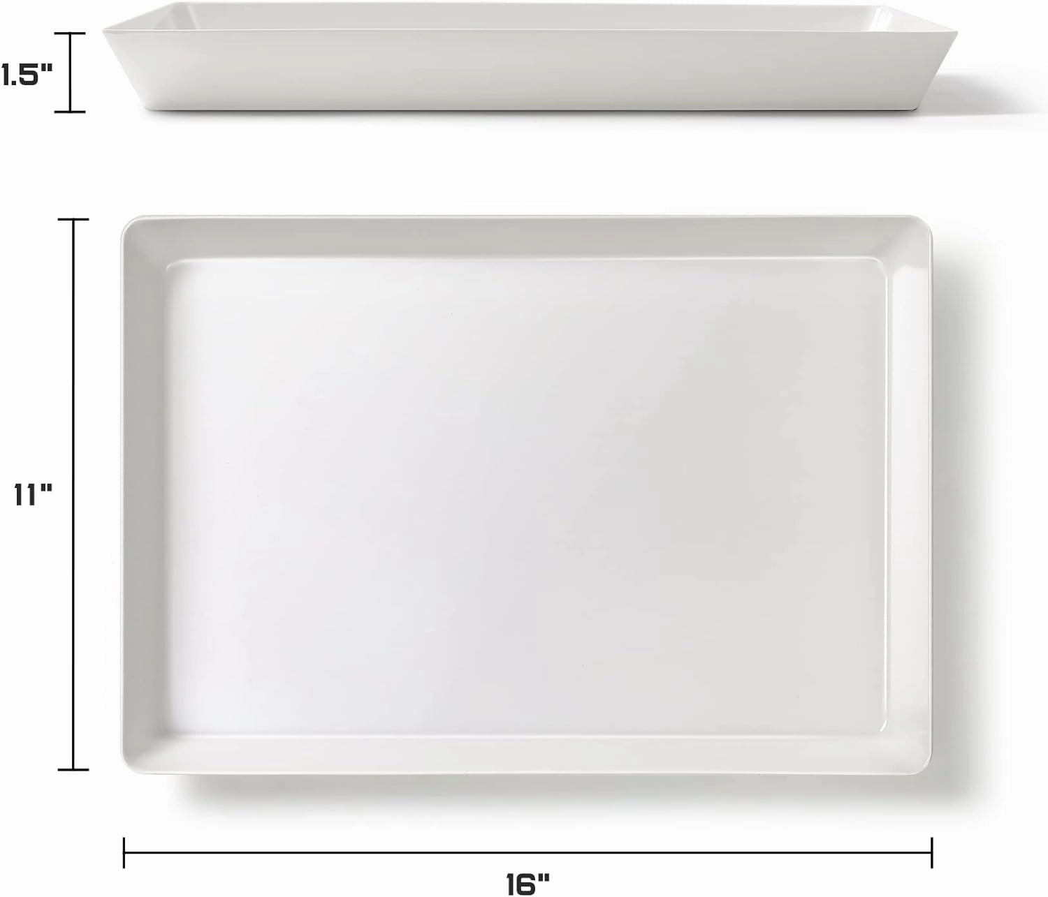 8 Pack, 16" x 11" Large White Serving Trays Set - Reusable Plastic Serving Platters for Cookie, Appetizer, Charcuterie, Snack, Dessert, Party Food Display - Stackable Kitchen CounterTop Tray, BPA Free