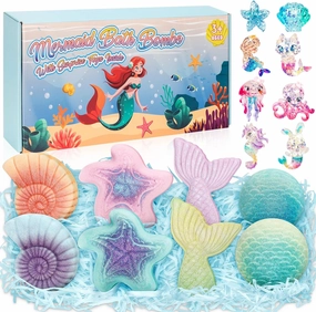 8 Packs Bath Bombs for Kids Girls, Bath Bomb with Surprise Toys Inside, Bath Toys for Kids Aged 4-8, Easter Basket Stuffer Gifts for Girls 3 4 5 6 7 8