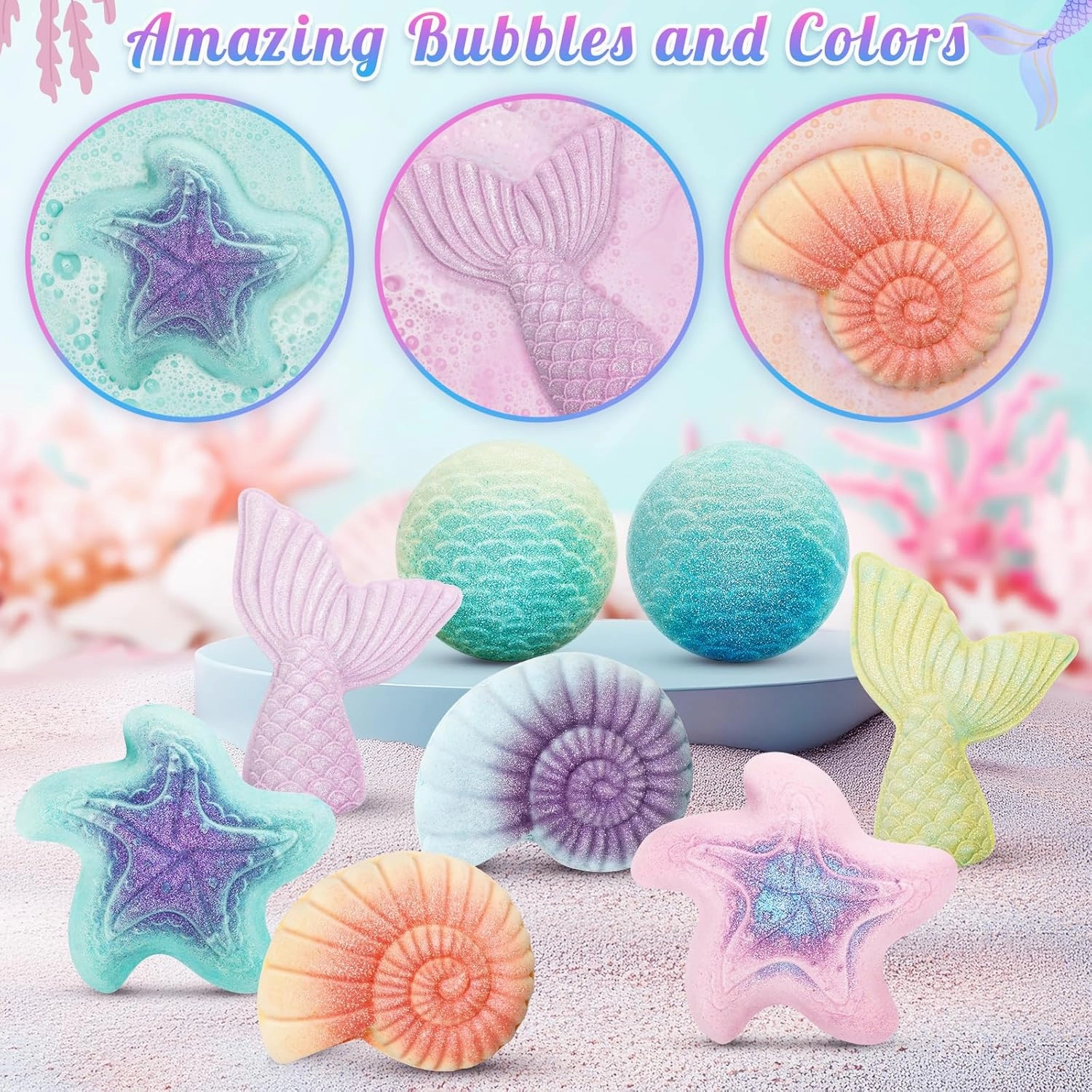 8 Packs Bath Bombs for Kids Girls, Bath Bomb with Surprise Toys Inside, Bath Toys for Kids Aged 4-8, Easter Basket Stuffer Gifts for Girls 3 4 5 6 7 8