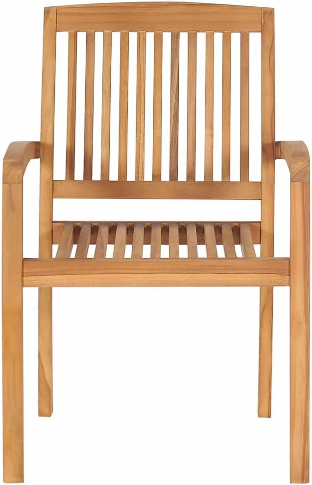 8-Piece Stackable Teak Wood Patio Chairs with Cushions, Outdoor Furniture Set for Dining, Poolside, Beach, Camping, Anthracite Fabric Seating, Water-Resistant Hardwood Design