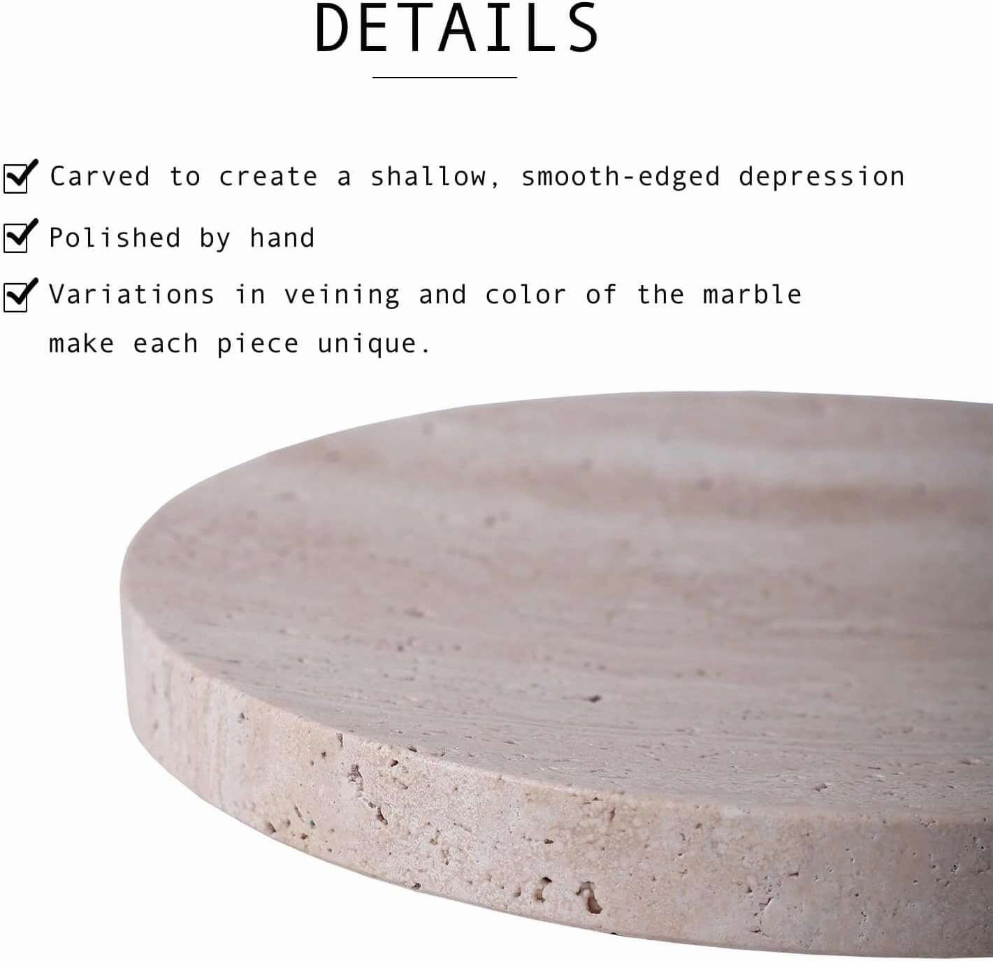 8" Natural Travertine Ring Dish Jewelry Tray for Women Gift - Marble Trinket Dish for Key Earring Nightstand - Candy,Fruit, Nut, Snack Serving Tray for Table, Home Decor (Beige Travertine)