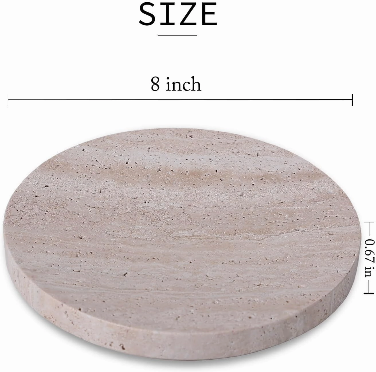 8" Natural Travertine Ring Dish Jewelry Tray for Women Gift - Marble Trinket Dish for Key Earring Nightstand - Candy,Fruit, Nut, Snack Serving Tray for Table, Home Decor (Beige Travertine)