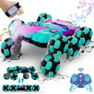 8WD Gesture Sensing Stunt Rc Cars Toys for Kids Age 6-13, Hand Controlled Stunt Car, 2.4Ghz Double-Sided Drift Stunt Car, Xmas Best Gifts Ideas for Boys Girls Age 6 7 8 9 10 11 12  Years Blue