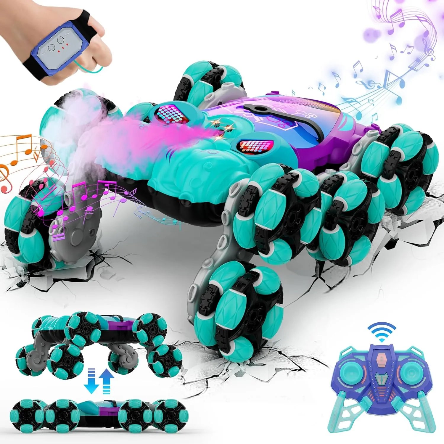 8WD Gesture Sensing Stunt Rc Cars Toys for Kids Age 6-13, Hand Controlled Stunt Car, 2.4Ghz Double-Sided Drift Stunt Car, Xmas Best Gifts Ideas for Boys Girls Age 6 7 8 9 10 11 12  Years Blue