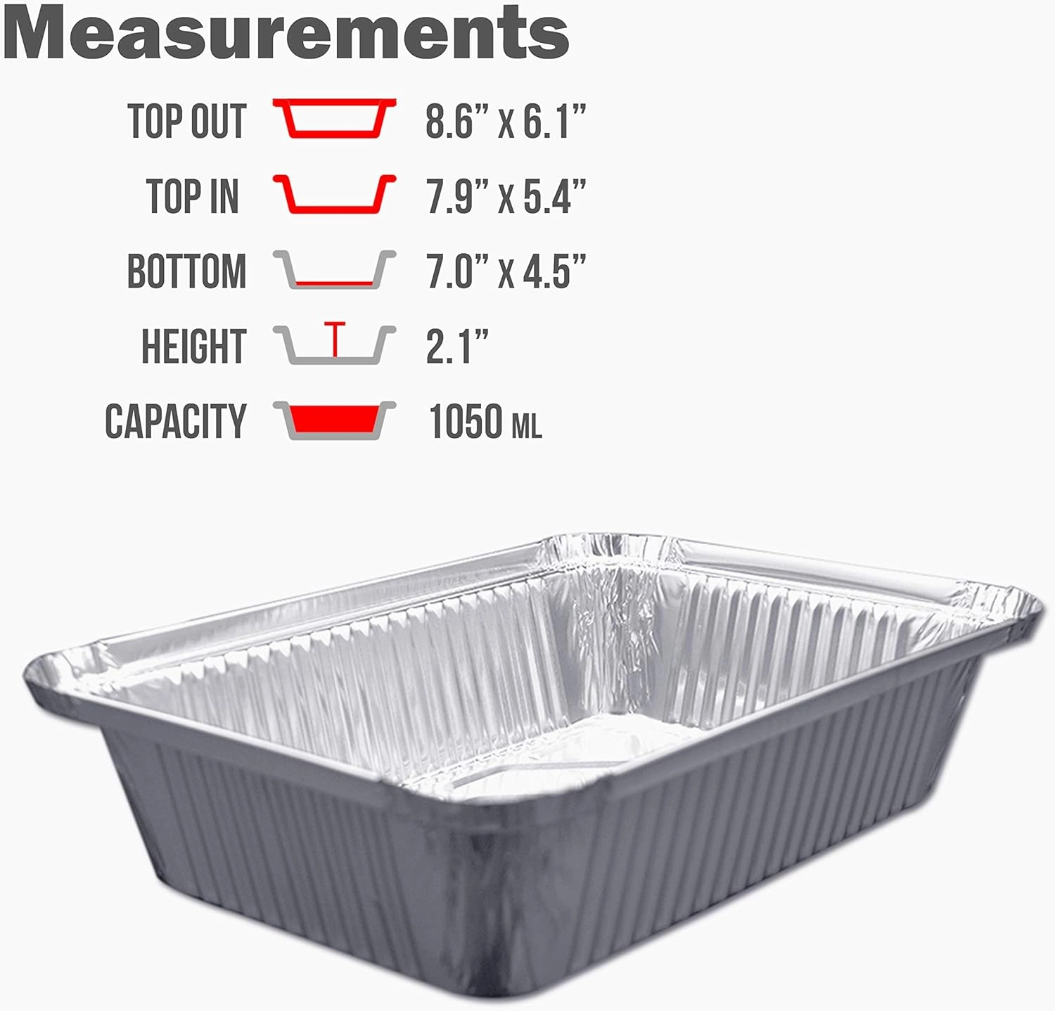 (120 Pack) Premium 2.5-LB Takeout Pans with Lids - 8.6" x 6.1" x 2" l Heavy Duty Disposable Aluminum Foil for Catering Party Meal Prep Freezer Drip Pans BBQ Potluck Holidays