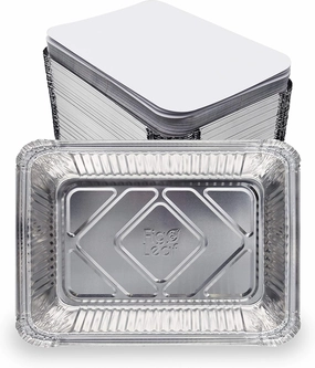 (480 Pack) Premium 2.5-LB Takeout Pans with Lids - 8.6" x 6.1" x 2" l Heavy Duty Disposable Aluminum Foil for Catering Party Meal Prep Freezer Drip Pans BBQ Potluck Holidays