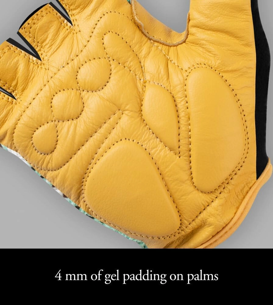 | Crochet Cycling Gloves | Extra Thick Gel Padded Palms | Natural Leather and Cotton