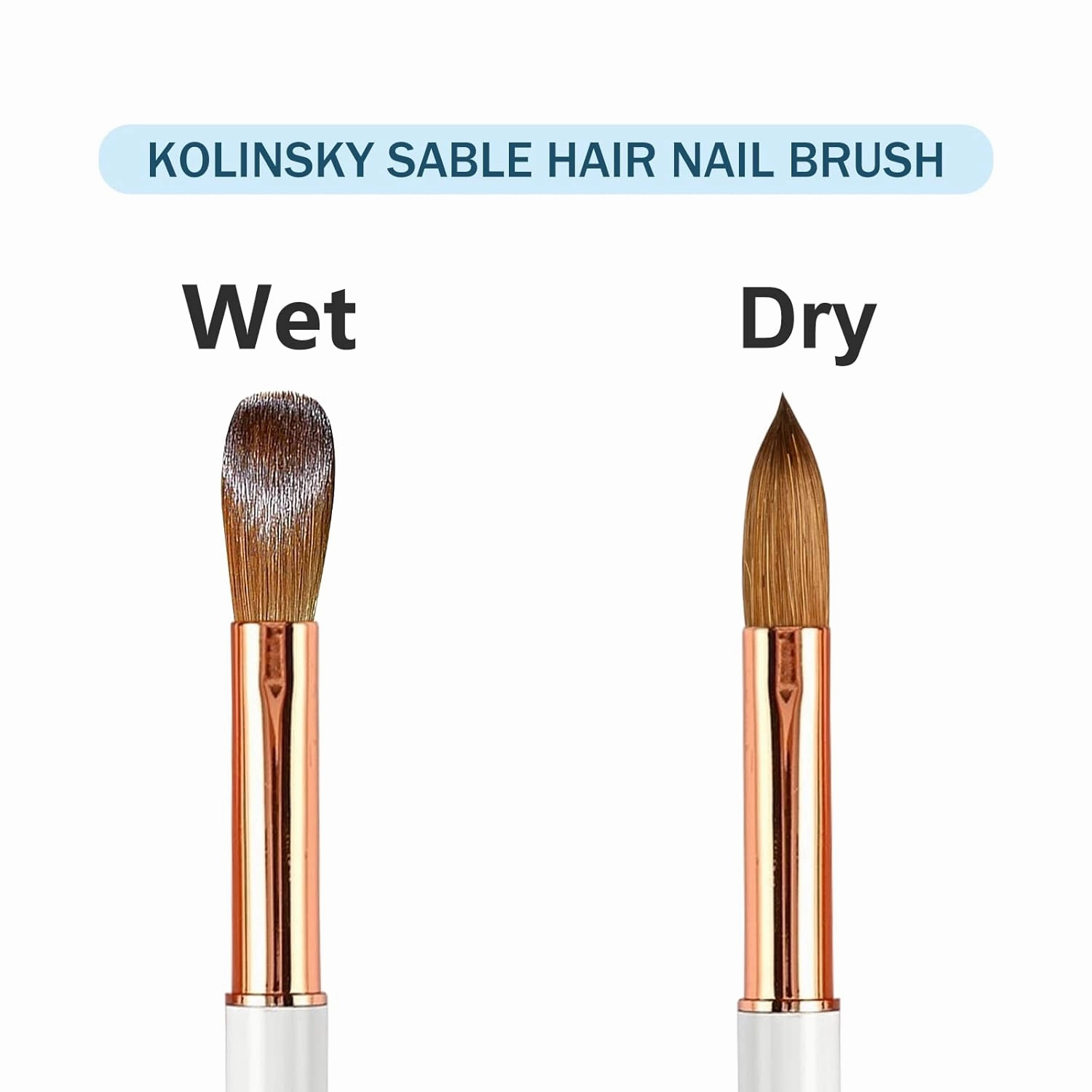 Acrylic Nail Brushes, Kolinsky Acrylic Nail Brush, for Acrylic Application High Quality Round Oval Shaped Nail Art Brush with Pink quicksand handle Handle for Acrylic Powder Nail Carved Extend Nails (8#, Blue)