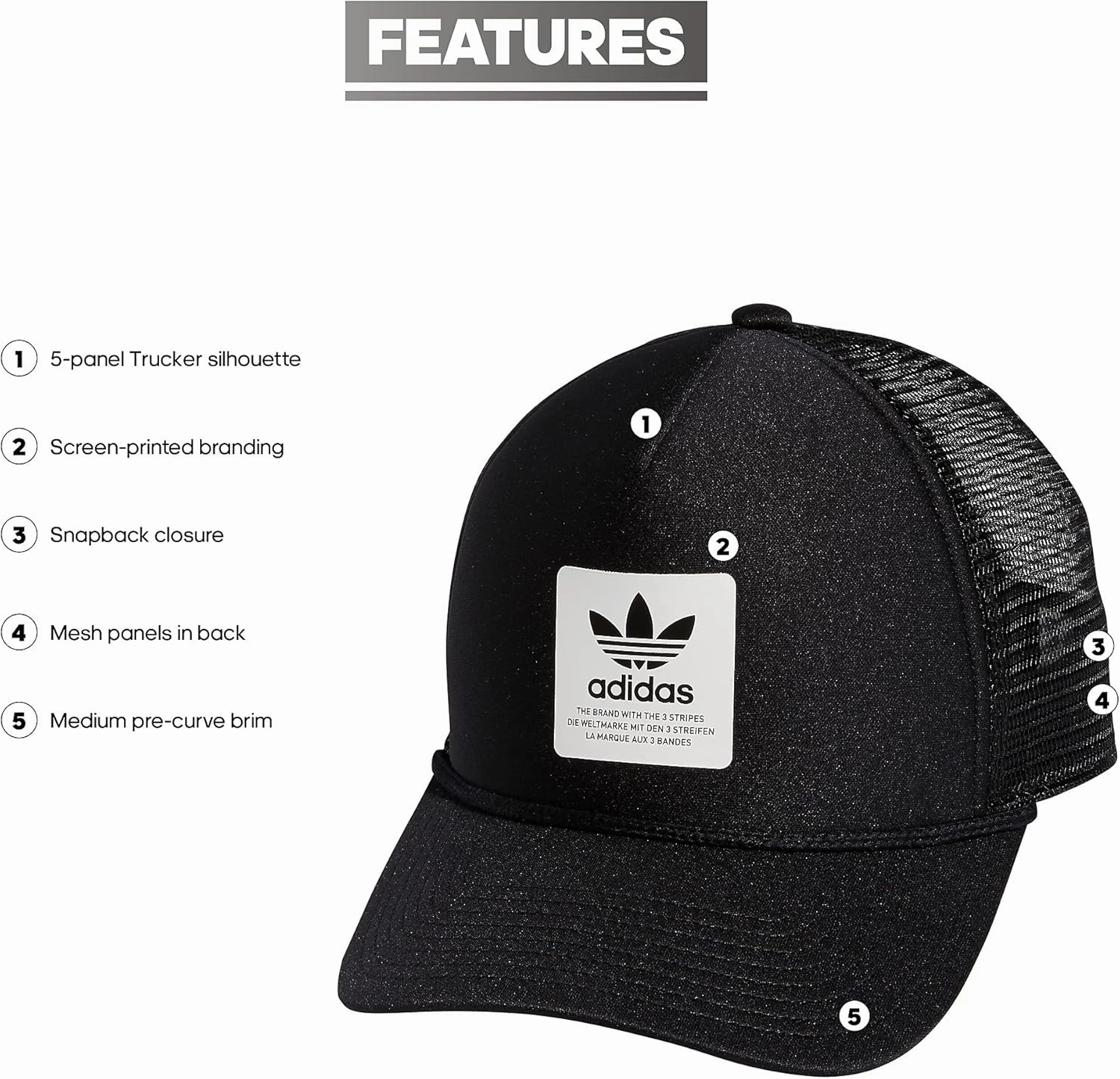adidas Originals Dispatch Trucker 5-Panel High Crown Mesh-Back Adjustable Strapback Cap