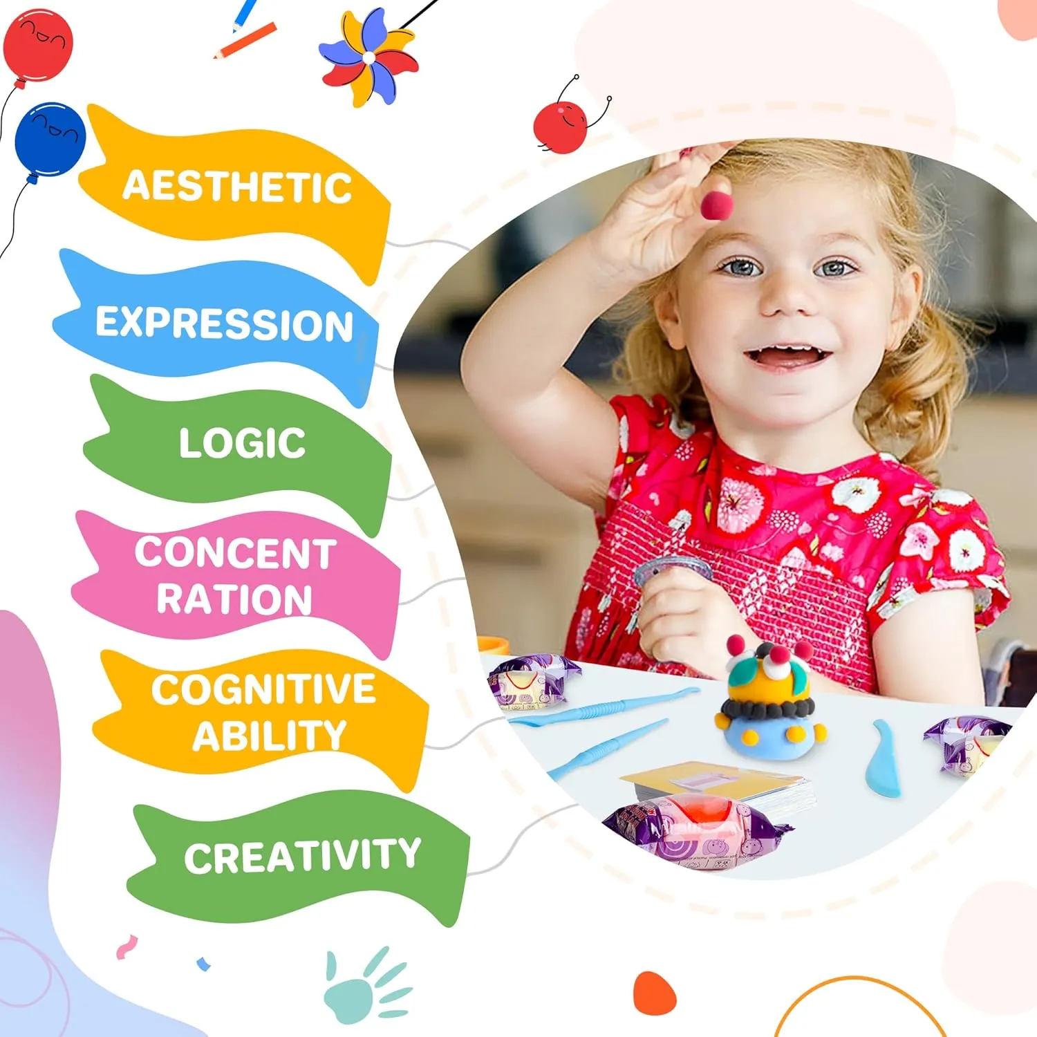 Air Dry Clay 42 Colors, Modeling Clay for Kids, DIY Model Magic Clay, Molding Clay Kit with Sculpting Tools, Non-Sticky Soft and Super Light, Arts and Crafts Gift for Boys Girls Kids.