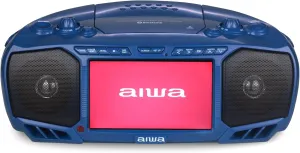 Aiwa Portable Boombox, Crystal Clear Sound with 3W x 2 Speakers and Bass Function, Featuring a 7" LCD Display, Bluetooth Connectivity, FM Radio, CD/DVD Player, Streaming on Roku and Amazon Firestick