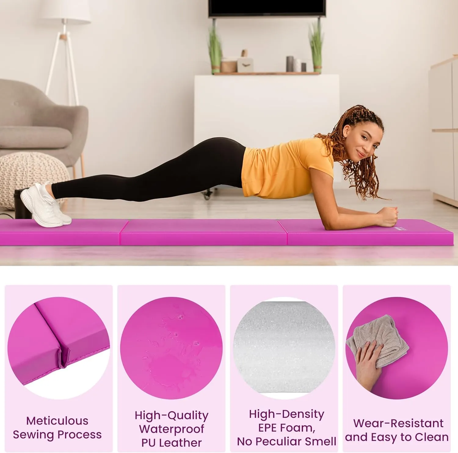 All Purpose Extra Thick High Density Anti Tear Gymnastics Gym Folding Exercise Aerobics Mats, Multiple Sizes and Colors Available