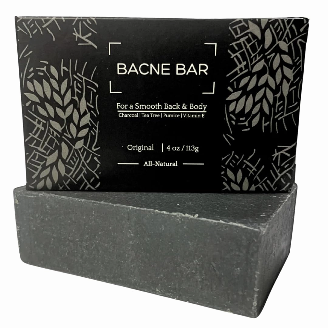 All Natural Body Acne Soap with Charcoal, Pumice, Tea Tree Oil & Vitamin E for a Deep Exfoliation Back Acne Treatment, Not for Sensitive Skin