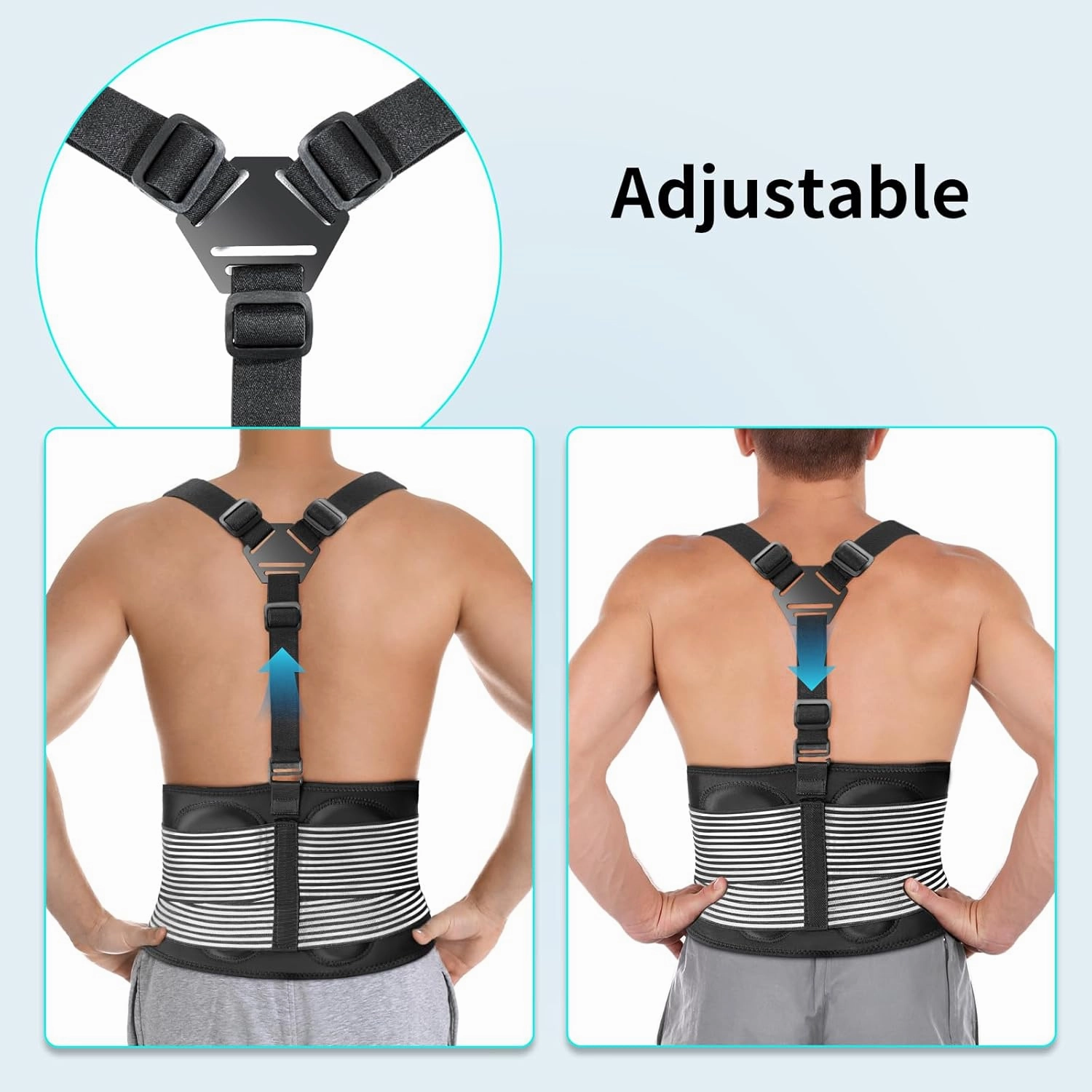 AllyFlex Sports® Back Brace For Lifting Work Y-shape Suspenders Safety Belt With Dual 3D Lumbar Support Relieve Pain, Prevent Injury - L
