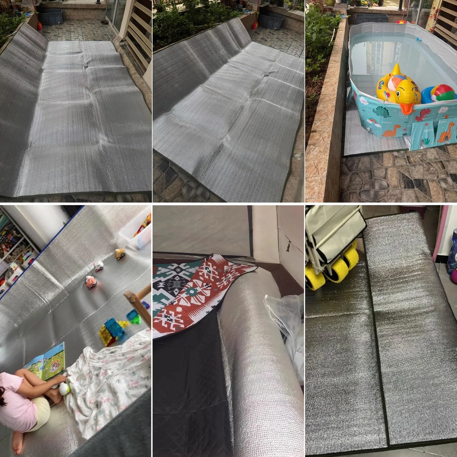 Aluminium Camping Mat, Foam Sleeping Mat for Camping, 9mm Thick Foldable Tent Mat Aluminium Foil Insulation Mat, Reflective Mat, Tent Mat, Ground Mat
