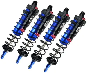 Aluminum 6061-T6 Front and Rear L-Shape Piggy Back (Built-in Piston Spring) Adjustable Spring Dampers for Traxxas 1/8 4WD Sledge Monster Truck 95076-4 Upgrades - Blue