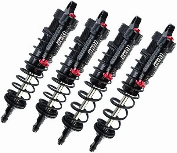 Aluminum 6061-T6 Front and Rear L-Shape Piggy Back (Built-in Piston Spring) Adjustable Spring Dampers for Traxxas 1/8 4WD Sledge Monster Truck 95076-4 Upgrades - Black