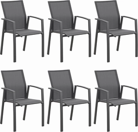 Aluminum Patio Chairs Set of 6, Fully Assembled Outdoor Dining Chairs with 360 lbs Weight Capacity, Stackable Outdoor Patio Furniture with Quick Drying Breathable Textilene Fabric for Garden, Backyard