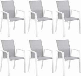 Aluminum Patio Chairs Set of 6, Fully Assembled Outdoor Dining Chairs with 360 lbs Weight Capacity, Stackable Outdoor Patio Furniture with Quick Drying Breathable Textilene Fabric for Garden, Backyard