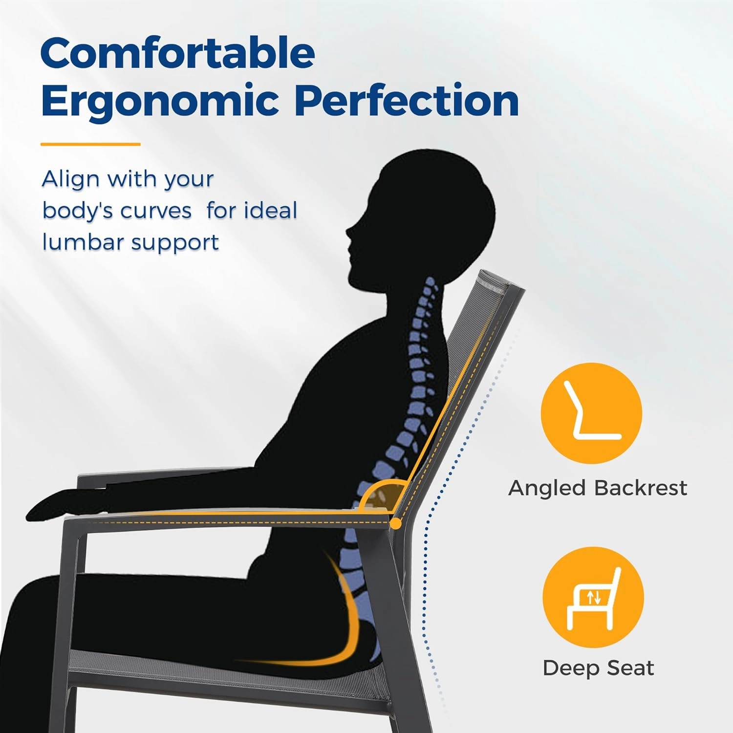 Aluminum Patio Chairs Set of 6, Fully Assembled Outdoor Dining Chairs with 360 lbs Weight Capacity, Stackable Outdoor Patio Furniture with Quick Drying Breathable Textilene Fabric for Garden, Backyard