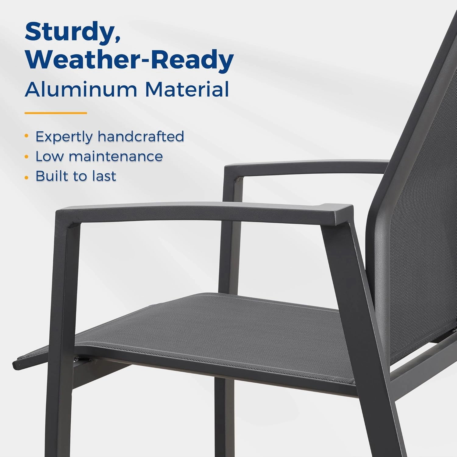 Aluminum Patio Chairs Set of 6, Fully Assembled Outdoor Dining Chairs with 360 lbs Weight Capacity, Stackable Outdoor Patio Furniture with Quick Drying Breathable Textilene Fabric for Garden, Backyard