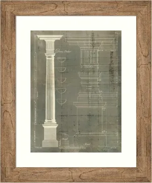 Amanti Art Framed Wall Art Print 24x20 Column Blueprint IV by Thomas Sheraton, Architecture Wall Art, Vintage Decor, Small Poster Painting Artwork for Living Room, Bedroom, Bathroom, Kitchen, Office