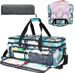 AMOIGEE Carrying Case for Cricut Maker 3, Maker 4, Explore Air 2, Explore 3, Explore 4, Double-Layer Carry Bag with Dust Cover, Storage Organizer for Cricut Accessories and Tools.