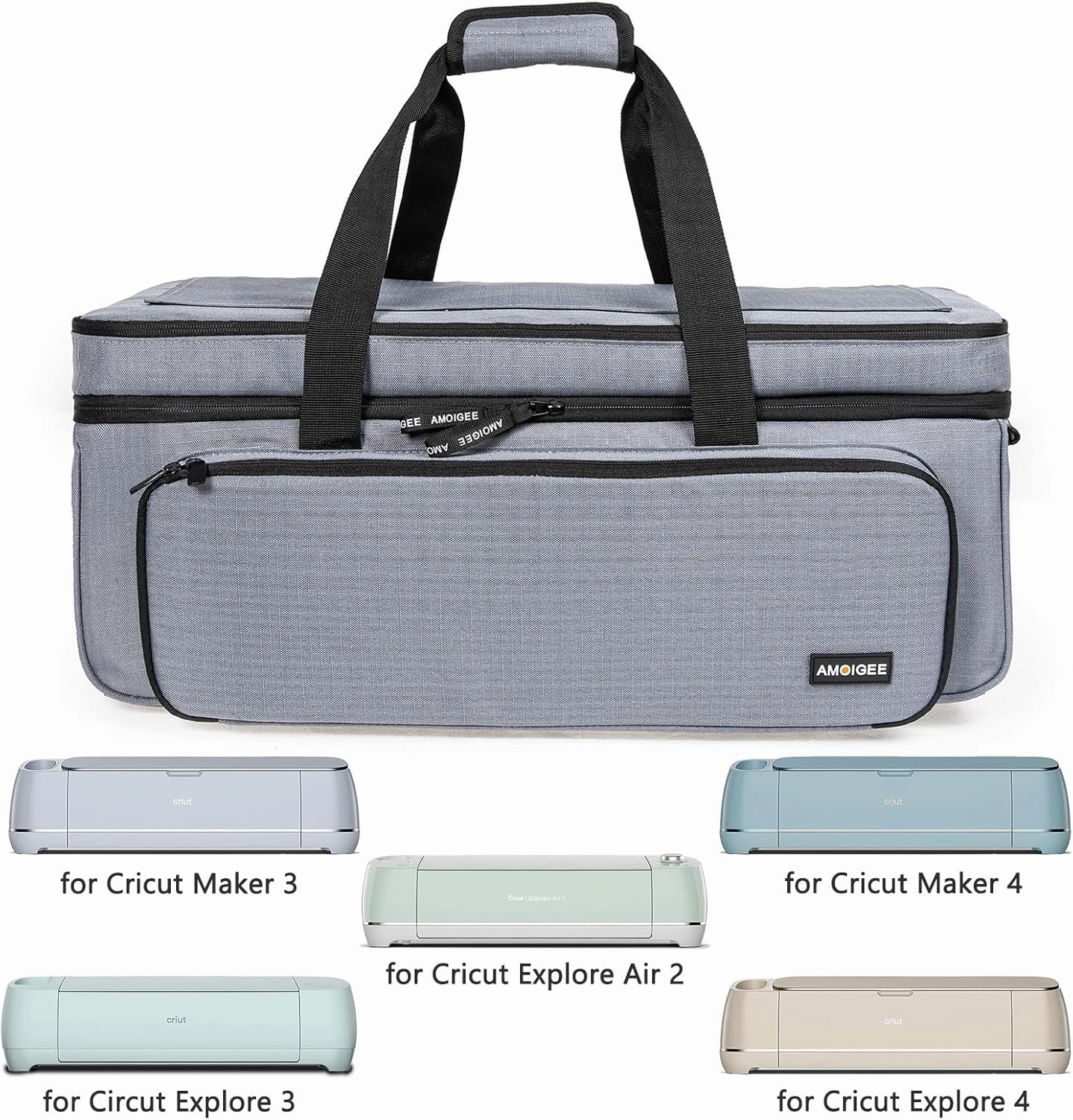 AMOIGEE Carrying Case for Cricut Maker 3, Maker 4, Explore Air 2, Explore 3, Explore 4, Double-Layer Carry Bag with Dust Cover, Storage Organizer for Cricut Accessories and Tools.